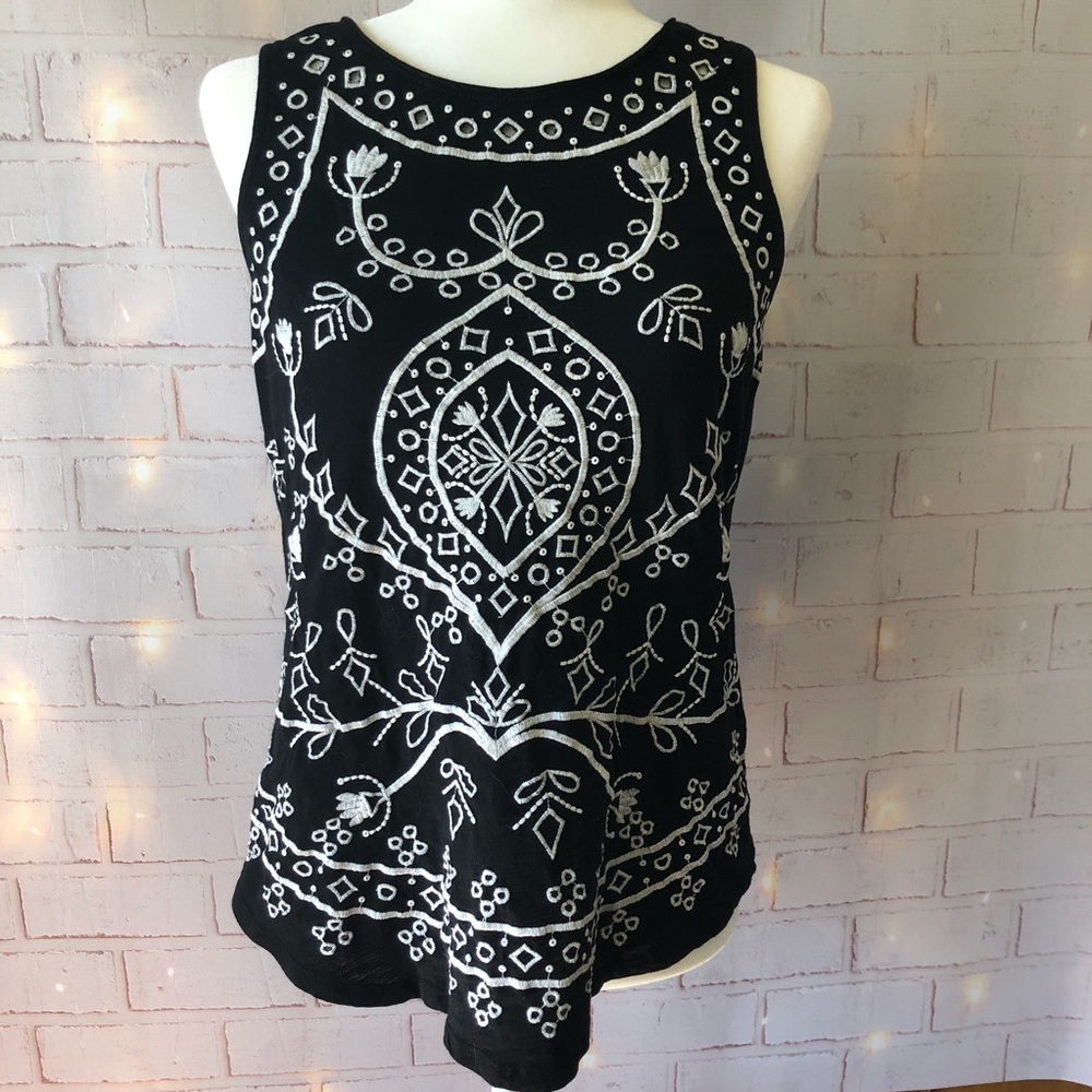 Lucky Brand Embroidered Sleeveless Top